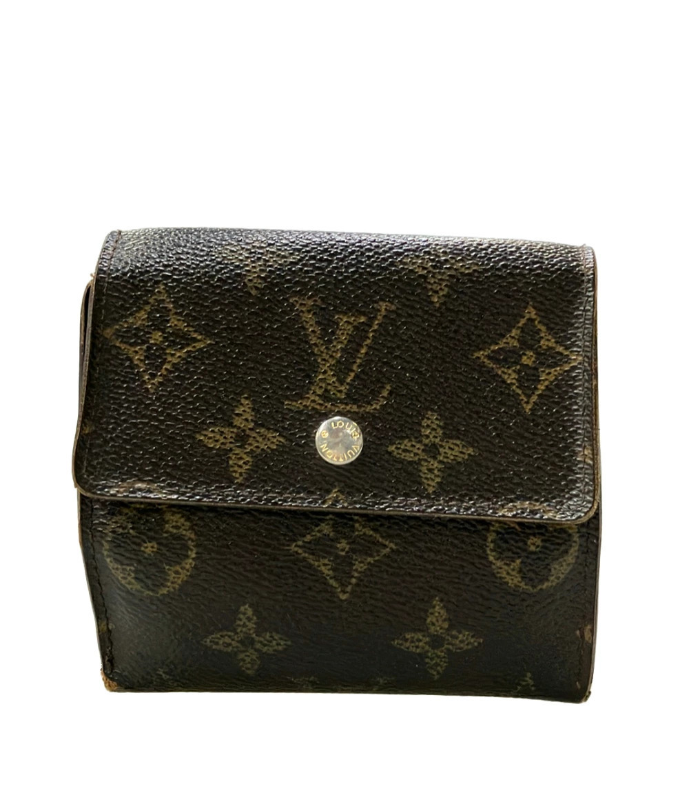 Louis Vuitton Double Hook Bifold Wallet Monogram Canvas Leather Black Brown